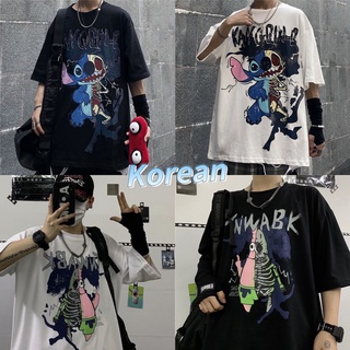 Korean เสื้อสติช-แพทริคสตาร์ เสื้อยืดวัยรุ่น ตัวใหญ่ สกีนลายน่ารัก ใส่แล้วสบาย ดูดีมากก F77