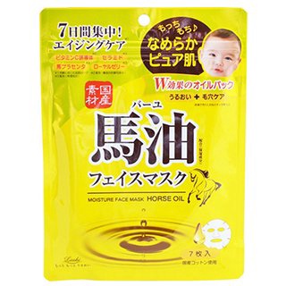 Loshi Moist Aid Horse Oil มาส์กหน้า 7 แผ่น / Bayu / Moisture Face Mask น้ำมันม้า / สกินแคร์ / ROLAND / ส่งตรงจากประเทศญี่ปุ่น