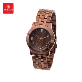 JULIUS WATCH JA356 สีน้ำตาล (BROWN) นาฬิกาข้อมือผู้หญิง แบรนด์เกาหลี แฟชั่นฮิตของแท้ สายสแตนเลส