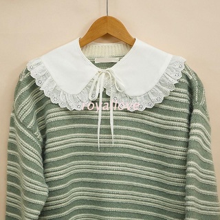 royal Japanese Style Doll Fake Collar Shawl Wrap Hollow Out Floral Lace Ruffled Trim Necklace Lapel Blouse Short Capelet