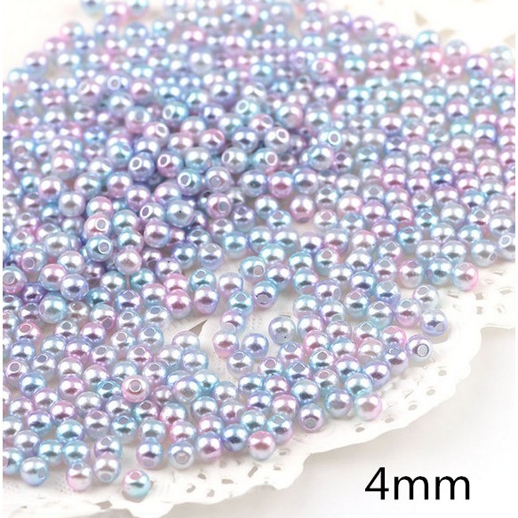 4/6/8/10 / 12 มม. รอบเลียนแบบสายรุ้งสี หน้าท้อง พลาสติกลูกปัดมุกสําหรับเสื้อผ้ากระเป๋ารองเท้า - รูปที่ 4