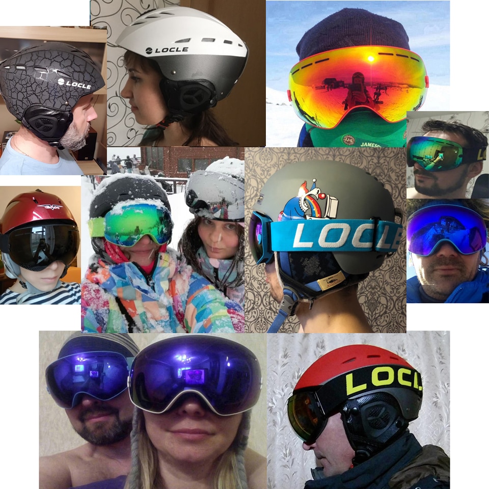 LOCLE Double Layers Ski Goggles Antifog UV400 Spherical Ski Glasses