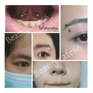 (1pc.) จิวคิ้ว จิวปาก จิวลิ้น ก้าน 1.2 mm. บอล 3 mm./4 mm. Stainless316L สแตนเลสแท้ ไม่ลอก ไม่เป็นสนิม (1ชิ้น)