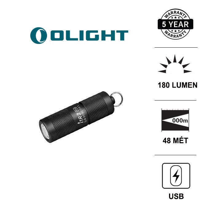 Đèn móc khóa OLIGHT I1R 2 PRO EOS BLACK sáng 180 lm chiếu xa 48m pin 130mAh sạc Micro USB