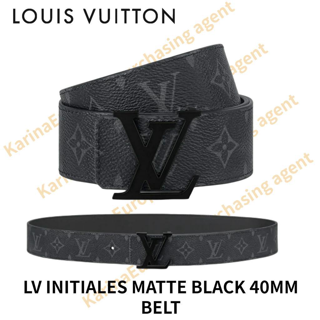 LV INITIALES MATTE BLACK 40MM BELT Louis Vuitton Classic models Black Buckle Men's Belt