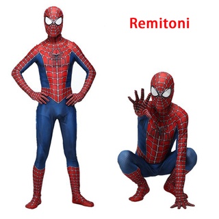 ชุดจั๊มสูท คอสเพลย์ Spiderman Remitoni Iron Man แฟชั่นฤดูร้อน สําหรับเด็กผู้ชาย