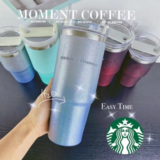 Stanley แก้วStarbuck สีกลิตเตอร์ ขนาด 30oz แถมหลอด พร้อมกล่อง แก้วสแตนเลส