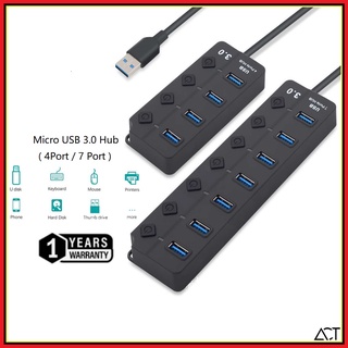 7 พอร์ต USB 3.0 Extend Hub พร้อมสวิทช์เปิด / ปิด สําหรับพีซี แล็ปท็อป