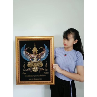 กรอบทองพญาครุฑพร้อมผ้ากำมะหยี่ขนาดรวมกรอบ19x24นิ้ว