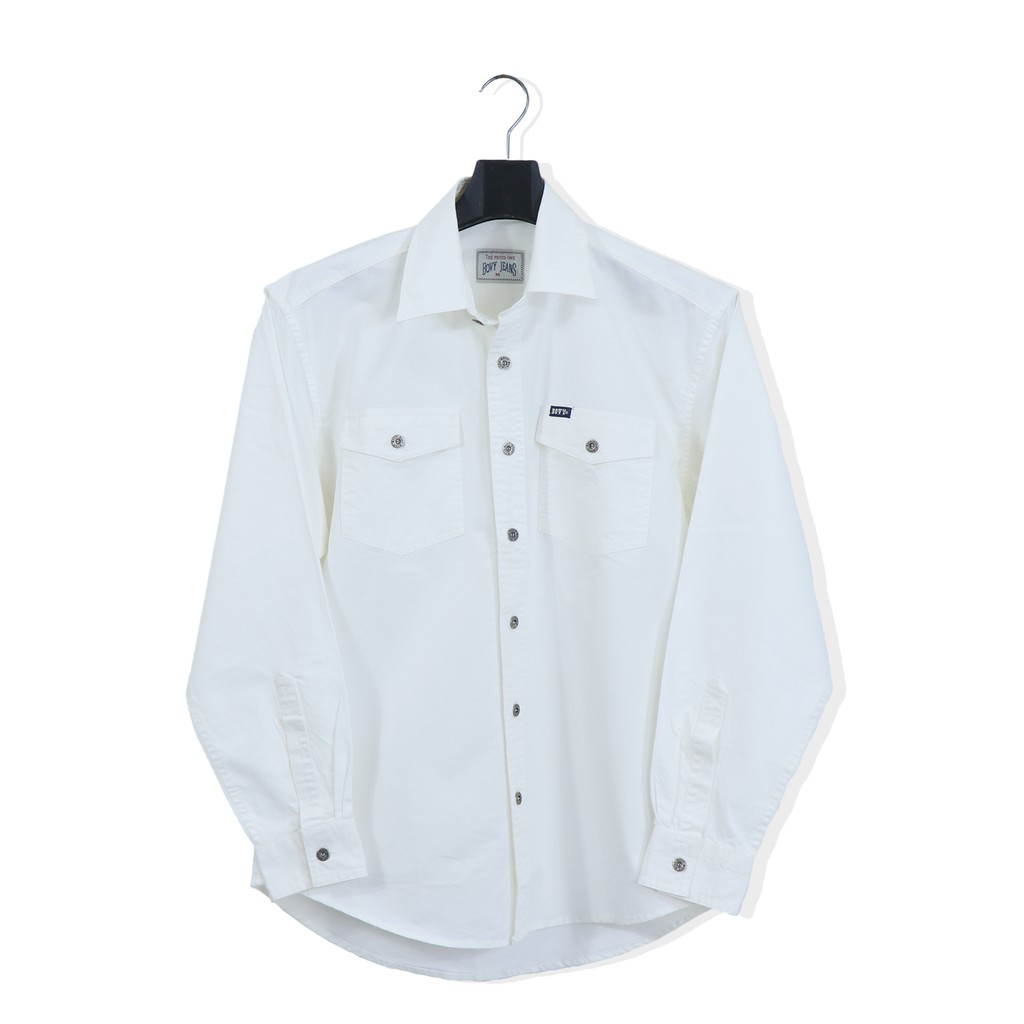Bovy Shirt - เสื้อเชิ้ตแขนยาวสีพึ้น สีขาว รุ่นBB 3598 - WH-01