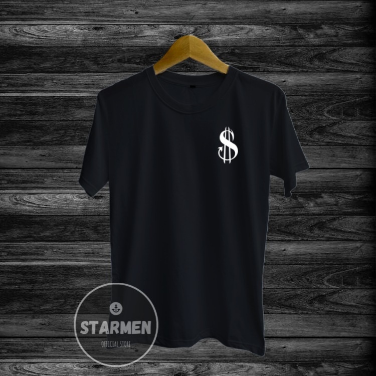 เสื้อยืด Distro สําหรับผู้ชายพร้อม DOLLAR Word Motif