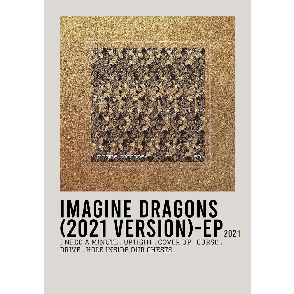 โปสเตอร์ปกอัลบั้ม Imagine Dragons (เวอร์ชั่นปี 2021) - EP โดย Imagine Dragons สําหรับห้อง/บาร์เบอร์ย
