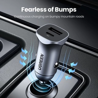 Ugreen ที่ชาร์จในรถยนต์ 30W ชาร์จได้ 2 เครื่องพร้อมกัน 4.0 3.0 QC PD 30W USB โลหะผสมอลูมิเนียม สําหรับ iPhone 14 14 Pro Pro Max 13