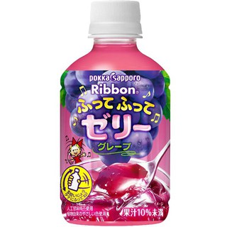 Pokka Sapporo Ribbon Shake Jelly Grape 295g เครื่องดื่ม เยลลี่ เขย่าขวด เยลลี่รสองุ่น จากญี่ปุ่น (เยลลี่เขย่าขวดสีม่วง)