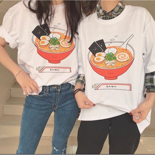 ลายราเมง เสื้อยืดแขนสั้น เสื้อคอกลม เสื้อยึดคอกลม (M/L/XL/XXL) -สินค้าพรีออเดอร์