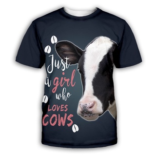 Loves Cows เสื้อยืดคอสเพลย์ แขนสั้น พิมพ์ลายสัตว์ตลก 3D สําหรับผู้ชาย 01