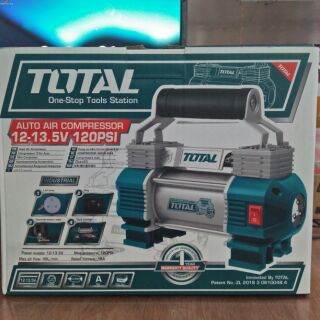 TOTAL ปั๊มลมมินิ 12V 18A AUTO AIR COMPRESSOR  12-13.5V 120PSI TTAC2506