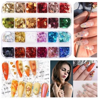 กลิตเตอร์เลื่อม ฟอยล์สีทอง หลายสไตล์ สําหรับตกแต่งเล็บ DIY