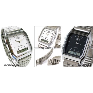 ⌚ นาฬิกา Casio ของแท้!! AQ-230A​ สายเงิน 2 ระบบ