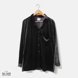 เสื้อเชิ้ต กำมะหยี่ velvet oversize shirt (มือหนึ่ง)