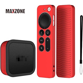 Maxzone เคสรีโมตทีวี ซิลิโคน กันลื่น กันกระแทก สําหรับ Apple TV 4K Siri 2021 [2 in 1] 2021