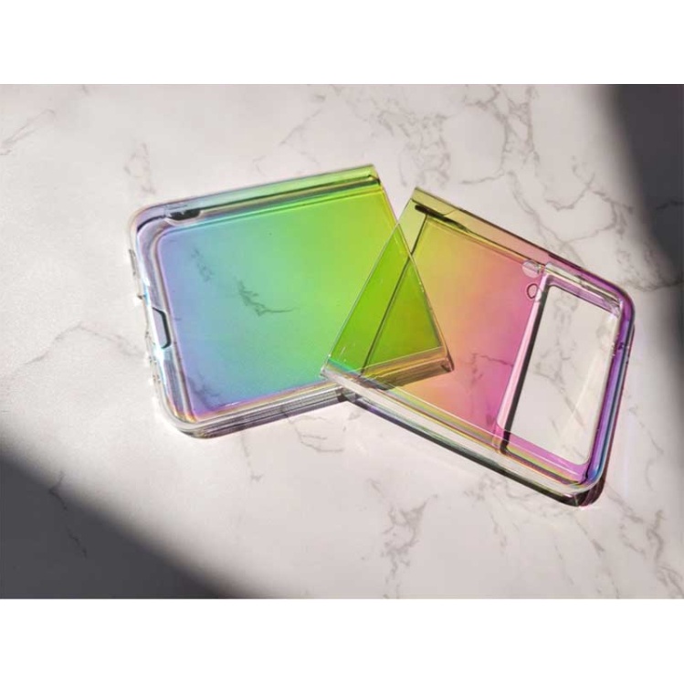 [ Samsung Galaxy Z Flip 3 Case ] Clear Rainbow Aurora HardThin Slim Perfect Fit Simple From Korea