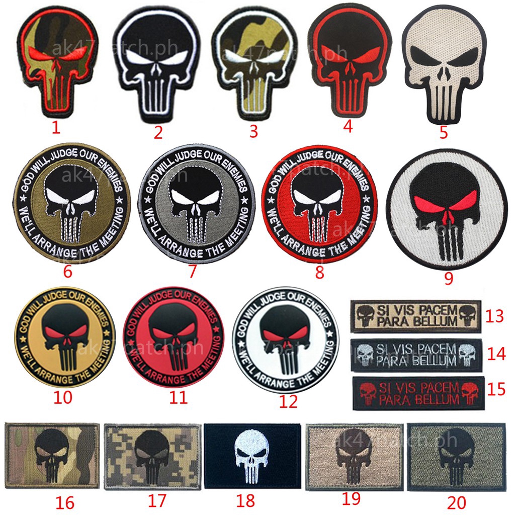 Embroidered Army Hook and Ring Punisher Striped Badge Army Fan Chest Armor Armband Clothes Backpack Hat Label Armband