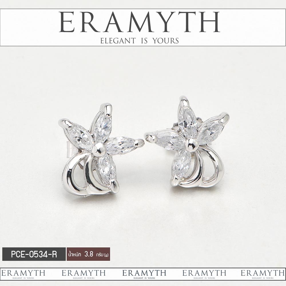 Eramyth Jewelry ต่างหูเงินแท้ 92.5% ดอกไม้ ฝังเพชรสวิสCZ PCE-0534-R