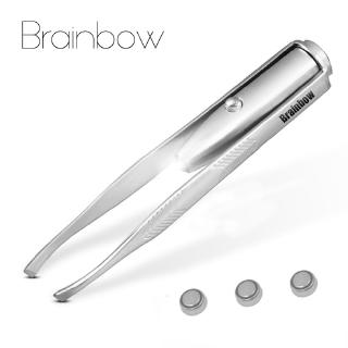 Brainbow LED Tweezer+3 Batteries Eyelash Eyebrow Eyes Hair Remover Stainless Steel Eyebrow Tweezers