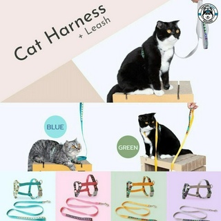 KAFBO สายรัดอกและสายจูงสำหรับแมว-สายจูงแมว สายรัดอกแมว cat harness + leash สายจูงสัตว์เลี้ยง ปลอกคอและสายจูง