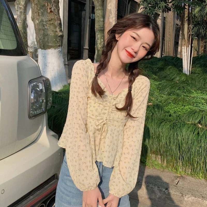 เสื้อชีฟองแขนยาวลายดอกไม้ สไตล์เกาหลี 2021 thumbnail 5