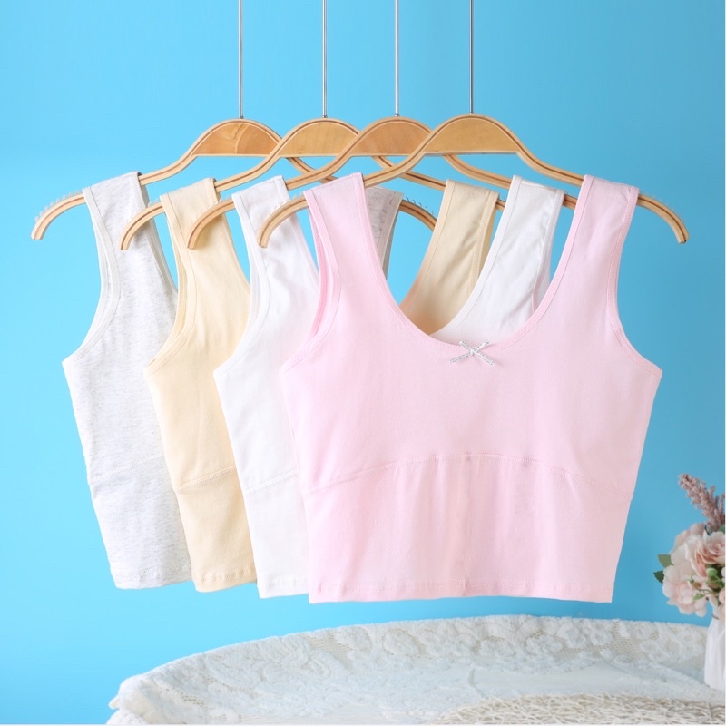 P15 (ใหม่) Bเสื้อกล้ามเด็กผู้หญิงสีพื้น