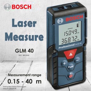 BOSCH เครื่องวัดระยะเลเซอร์ 40 เมตร. ประกันศูนย์ 12 เดือน GLM40  ศูนย์บอซ์แท้100%