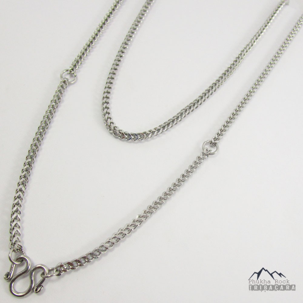 N07 ลายถักเหลี่ยม ขนาด 2.6 มม. ห้อยพระ 1 องค์ และ 3 องค์ สร้อยคอ ห้อยพระ สร้อยสแตนเลส สร้อยพระ stainless necklace