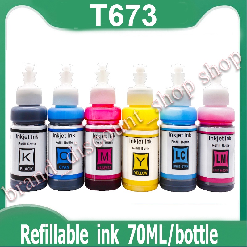 หมึกเติม Epson 673 หมึกหกสี 6 สี L801 L805 L810 L850 L1800 T6741 พร้อมหมึกเพิ่มเติม epson 673 เครื่อ