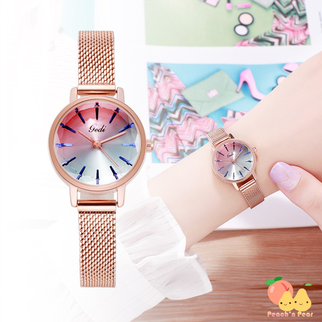 นาฬิกา GEDI รุ่น GD-13025-P สายสแตนเลส ของแท้ นาฬิกาข้อมือผู้หญิง พร้อมส่ง