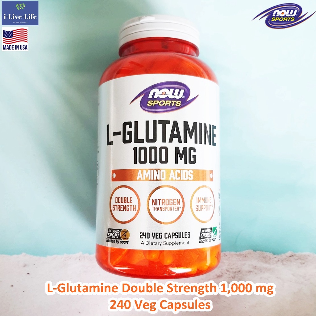 แอล-กลูตามีน L-Glutamine Double Strength 1,000 mg 240 Veg Capsules - Now  Foods  Shopee Thailand