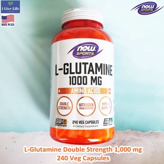 แอล-กลูตามีน L-Glutamine Double Strength 1,000 mg 240 Veg Capsules - Now Foods