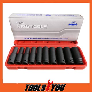 ลูกบล็อกยาวรมดำ 1/2 นิ้ว 10 ชิ้น EURO KINGTOOLS