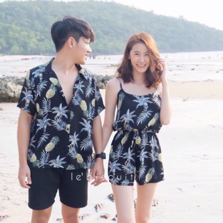 ชุดเซตเสื้อเชิ้ต + จั๊มสูทลายฮาวาย พร้อมส่ง🌴