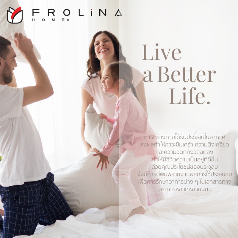 Frolina Anionic Pillow หมอนฟอกอากาศ หมอนหนุน เพื่อสุขภาพ ป้องกันโรคภูมิแพ้ ต่อต้านฝุ่น ไร้กลิ่นอับ ขนาด19x29 นิ้ว - 1 ใบ