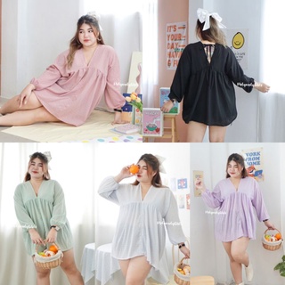 Vline เสื้อคอวีแขนยาว เสื้อพลัสไซส์ พลัสไซส์ plus size plussize เสื้อสาวอวบอ้วน เสื้อคนอวบ เสื้อคนอ้วน เสื้อสาวอวบอ้วน