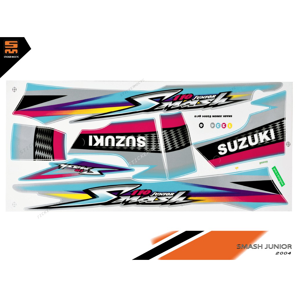 สติ๊กเกอร์ suzuki smash 110 junior ซูซูกิ สแมช จูเนียร์ 110 ปี 2004 รุ่น 10 สีฟ้า (เคลือบเงา)