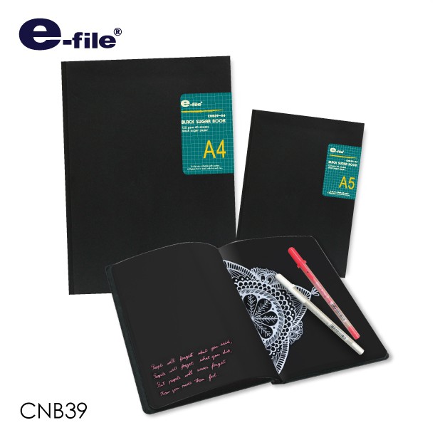 สมุด แบล็คชูการ์บุ๊ค รุ่น CNB39 ขนาด A4 และ A5 สมุดกระดาษดำ ยี่ห้อ E-file