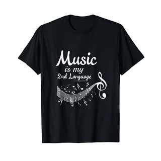 เสื้อยืดผ้าฝ้ายพิมพ์ลายขายดี เสื้อยืด พิมพ์ลาย Music is My 2nd Language - Music Lover สําหรับผู้ชาย และผู้หญิง