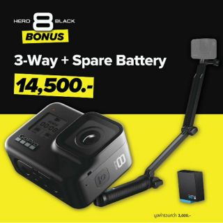 GoPro Heo 8 Black Special SET แถมไม้เซลฟี่ 3Wayแท้+Battery ประกันศูนย์ไทย 1 ปี