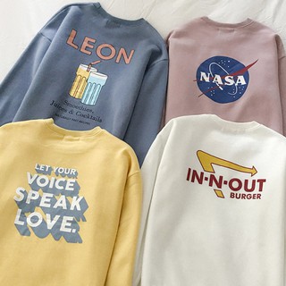 Women Korean Fashion cartoon print Round Neck Sweatet Loose Oversize Long Sleeve Sweater