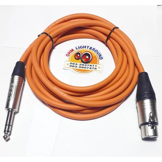 สายสัญญาณสีส้ม XLR W TO TRS1/4  6 mm อย่างดี หัวและสายยี่ห้อLIDGE หุ่มท่อหดทุกจุด เครื่องเสียง แจ็ค กีต้าร์ สายไมค์