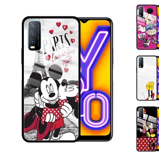 VIVO Y52 Y72 5G Y3S Y1S Y17 Y12 Y15 Y12S Y20 Y30 Y50 Y11S Y20A Y20S Y20i Y30i Y91 Y93 Mediatek Y95 Y91C Mickey Mouse Tempered Glass Cover Anti-Scratch Phone Case