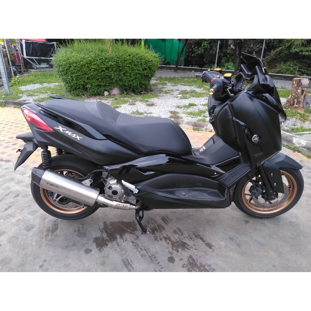 PR2 ชุดฟลูท่อใส่รถ YAMAHA X-MAX คอท่อสแตนเลส ปลายท่อทรง HEX สีไทเทเนี่ยม